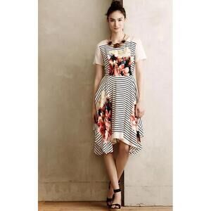 Anthropologie x Corey Lynn Calter floral stripe high-low dress, size 8.